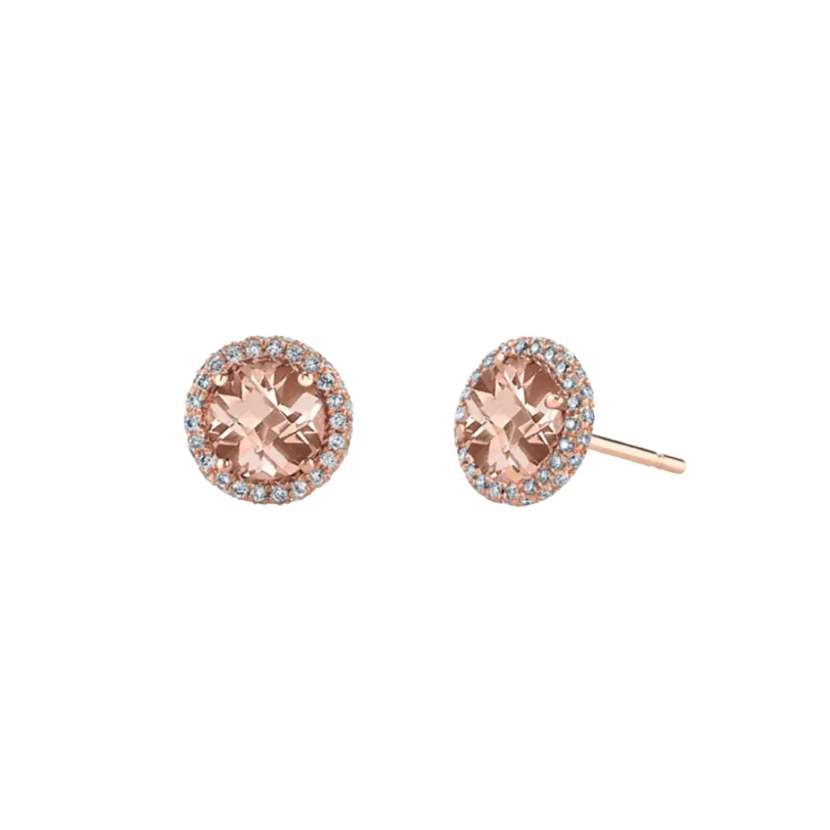 Josephs Jewelers Earrings>14K Rose Gold Morganite and Diamond Halo Earrings