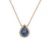 Josephs Jewelers Necklaces And Pendants>14K Rose Gold Pear Blue Topaz and Diamond Necklace