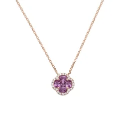 Josephs Jewelers Necklaces And Pendants>14K Rose Gold Pink Sapphire and Diamond Necklace