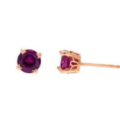 Josephs Jewelers Earrings>14K Rose Gold Purple Garnet Stud Earrings