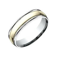 Josephs Jewelers Wedding Bands For Men>14K Two Tone Domed Wedding Band
