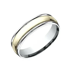 Josephs Jewelers Wedding Bands For Men>14K Two Tone Domed Wedding Band