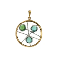 Josephs Jewelers Necklaces And Pendants>14K Two-Tone Cabochon Tourmaline Pendant