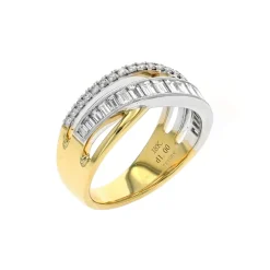 Josephs Jewelers Rings>18K Two-Tone Diamond Fashion Crossover Band