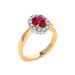 Josephs Jewelers Rings>14K Two-Tone Oval Ruby and Diamond Ring