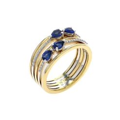 Josephs Jewelers Rings>18K Two-Tone Pear Sapphire and Diamond Ring