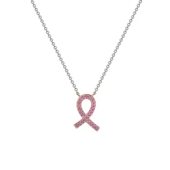 Josephs Jewelers Necklaces And Pendants>14K Two-Tone Pink Sapphire Ribbon Necklace