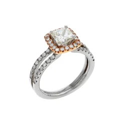 Josephs Jewelers Engagement Rings>18K Two-Tone Princess-Cut Diamond Engagement Ring