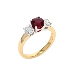 Josephs Jewelers Rings>14K Two-Tone Three-Stone Ruby and Diamond Ring