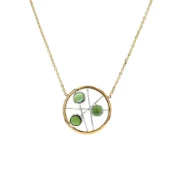 Josephs Jewelers Necklaces And Pendants>14K Two-Tone Tourmaline Cabochon Necklace