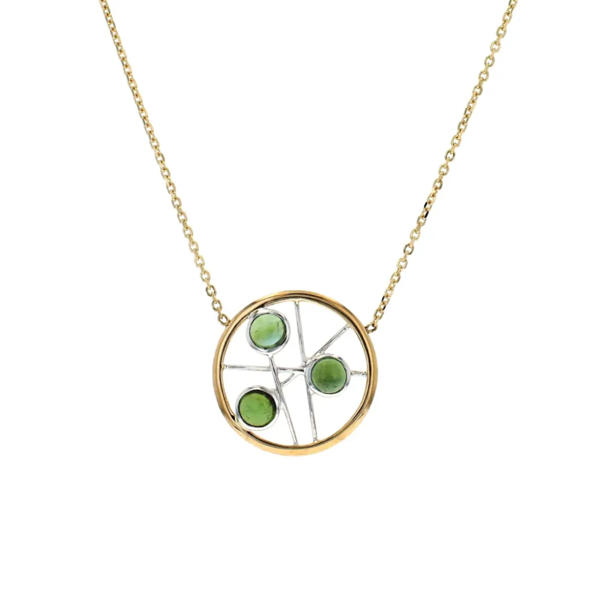 Josephs Jewelers Necklaces And Pendants>14K Two-Tone Tourmaline Cabochon Necklace