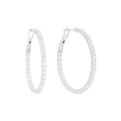 Josephs Jewelers Earrings>14K White Gold 2.47 Carat Diamond Hoop Earrings