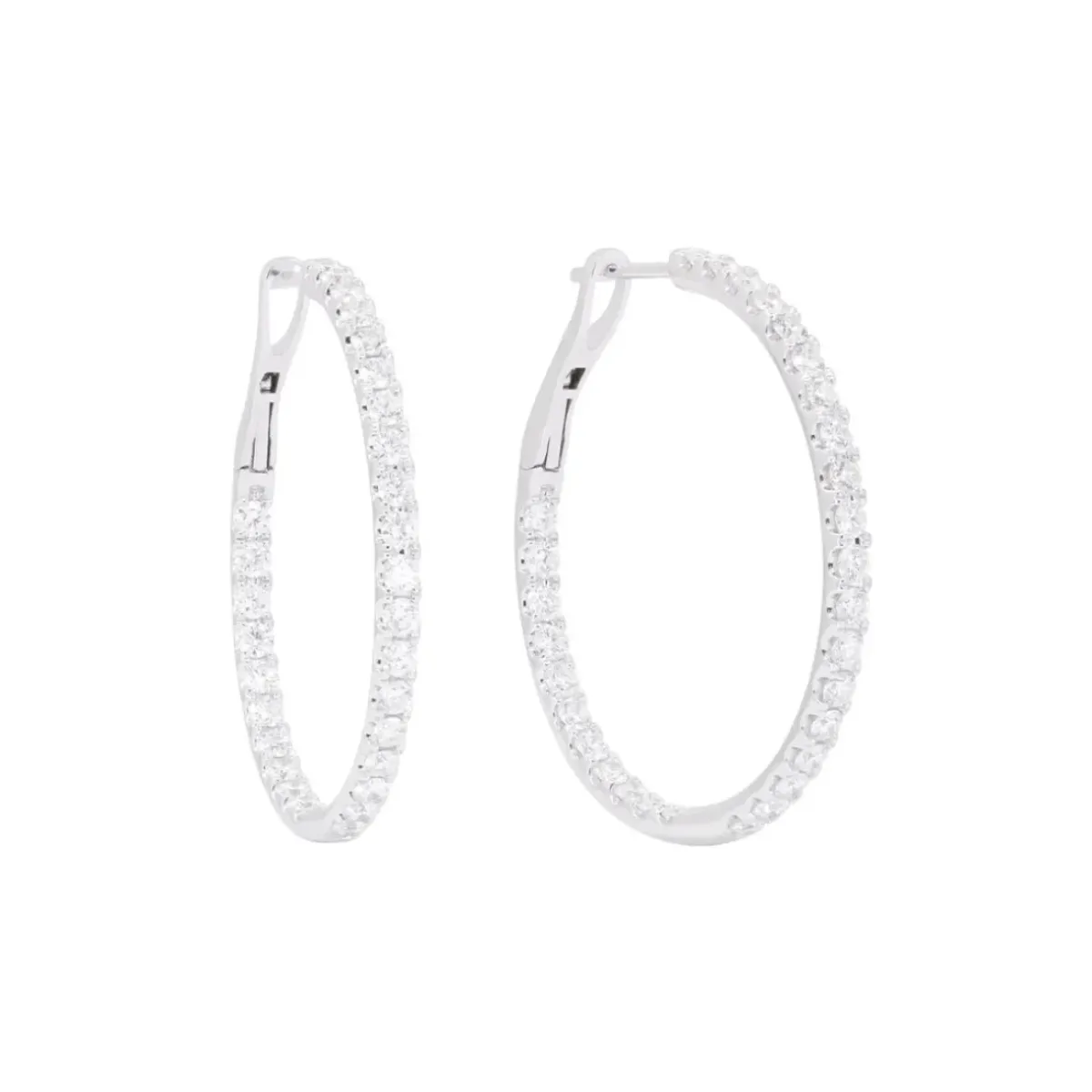 Josephs Jewelers Earrings>14K White Gold 2.47 Carat Diamond Hoop Earrings