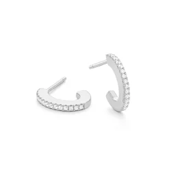 Josephs Jewelers Earrings>14K White Gold 0.24 Carat Diamond Hoop Earrings