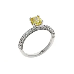 Josephs Jewelers Engagement Rings>18K White Gold 1.04 Carat Enhanced Yellow Diamond Engagement Ring