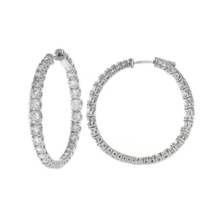 Josephs Jewelers Earrings>14K White Gold 6.17 Carat Graduating Diamond Hoop Earrings