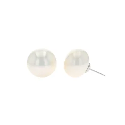 Josephs Jewelers Earrings>14K White Gold 16-17 mm Button Freshwater Pearl Earrings