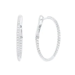 Josephs Jewelers Earrings>14K White Gold 23 mm Diamond Hoop Earrings