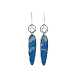 Josephs Jewelers Earrings>14K White Gold Agate and Moonstone Earrings