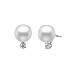 Josephs Jewelers Earrings>14K White Gold Akoya and Diamond Stud Earrings