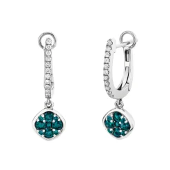 Josephs Jewelers Earrings>14K White Gold Alexandrite and Diamond Huggie Earrings