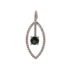Josephs Jewelers Necklaces And Pendants>18K White Gold Alexandrite and Diamond Oval Pendant