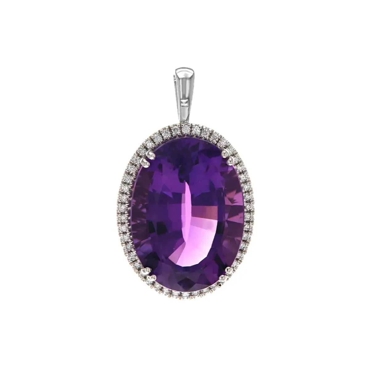 Josephs Jewelers Necklaces And Pendants>14K White Gold Amethyst and Diamond Pendant