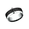 Josephs Jewelers Wedding Bands For Men>14K White Gold and Black Titanium Hammered Wedding Band