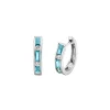 Josephs Jewelers Earrings>14K White Gold Aquamarine and Diamond Huggie Hoop Earrings