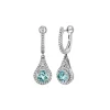 Josephs Jewelers Earrings>14K White Gold Aquamarine and Diamond Huggie Dangle Earrings