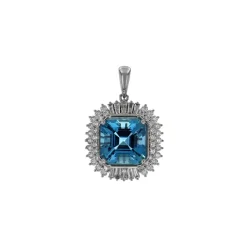 Josephs Jewelers Necklaces And Pendants>14K White Gold Asher Aquamarine and Diamond Pendant
