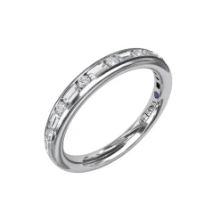 Josephs Jewelers Wedding Bands For Women>14K White Gold Baguette and Round Diamond Wedding Band
