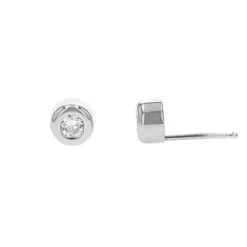Josephs Jewelers Earrings>14K White Gold Bezeled Cubic Zirconia Stud Earrings