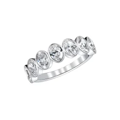 Josephs Jewelers Wedding Bands For Women>18K White Gold Bezel-Set Oval Diamond Wedding Band