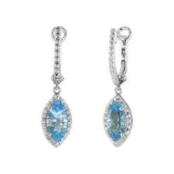 Josephs Jewelers Earrings>14K White Gold Blue Topaz and Diamond Dangle Earrings