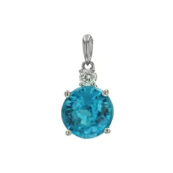 Josephs Jewelers Necklaces And Pendants>14K White Gold Blue Zircon Pendant