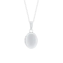 Josephs Jewelers Necklaces And Pendants>14K White Gold Children’s Oval Locket and Chain