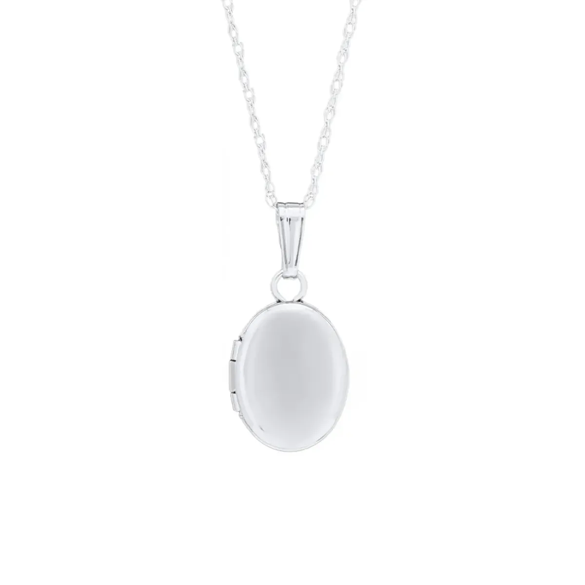 Josephs Jewelers Necklaces And Pendants>14K White Gold Children’s Oval Locket and Chain