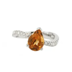 Josephs Jewelers Rings>14K White Gold Citrine and Diamond Ring