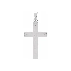 Josephs Jewelers Necklaces And Pendants>14K White Gold Cross Pendant with Design