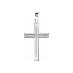 Josephs Jewelers Necklaces And Pendants>14K White Gold Cross Pendant with Design