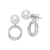 Josephs Jewelers Earrings>14K White Gold Cultured Pearl and Diamond Circle Swirl Earrings