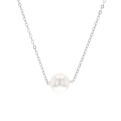 Josephs Jewelers Necklaces And Pendants>14K White Gold Cultured Pearl Solitaire Necklace