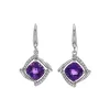 Josephs Jewelers Earrings>14K White Gold Cushion Amethyst and Diamond Earrings