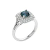 Josephs Jewelers Rings>14K White Gold Cushion Montana Sapphire and Diamond Ring