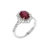Josephs Jewelers Rings>14K White Gold Cushion Ruby and Diamond Halo Ring