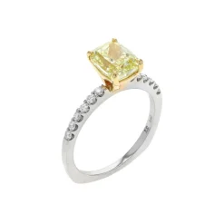 Josephs Jewelers Engagement Rings>14K White Gold Cushion Yellow Diamond Engagement Ring