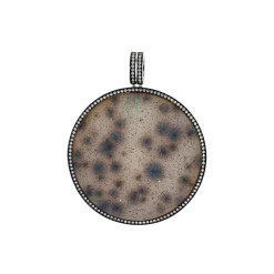Josephs Jewelers Necklaces And Pendants>14K White Gold Dendritic Drusy and Diamond Pendant