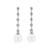 Josephs Jewelers Earrings>18K White Gold Diamond Bezel and Pearl Dangle Earrings