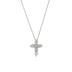 Josephs Jewelers Necklaces And Pendants>14K White Gold Diamond Cross Pendant and Chain